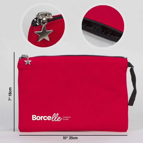 Custom Zippered Clutch Bag – Red – 10" × 7" (25 × 18 cm) - 10 oz - Pamusan.com