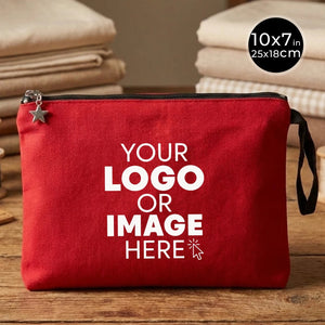 Custom Zippered Clutch Bag – Red – 10" × 7" (25 × 18 cm) - 10 oz - Pamusan.com