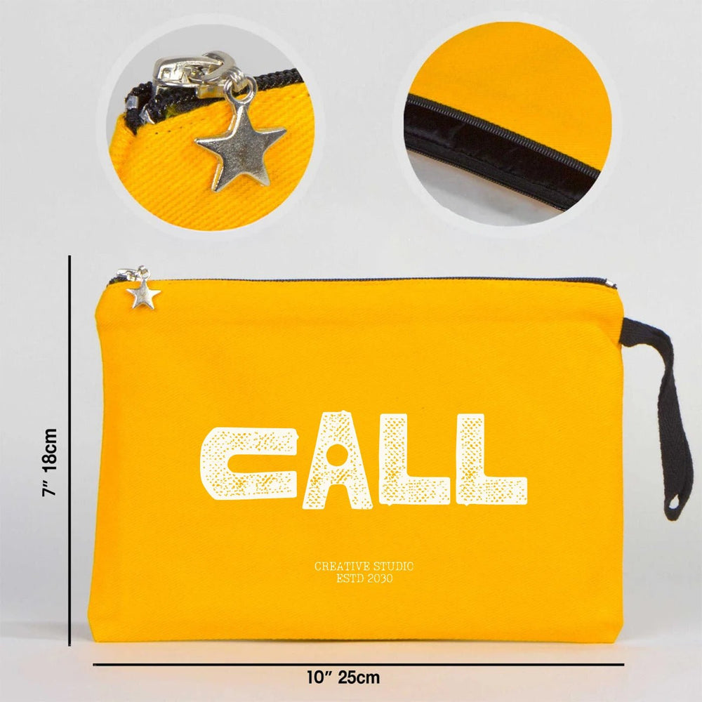 Custom Zippered Clutch Bag – Yellow – 10" × 7" (25 × 18 cm) - 10 oz - Pamusan.com