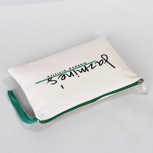 Customizable Cotton Clutch Bag – 8"x6" with Green Zipper - Pamusan.com