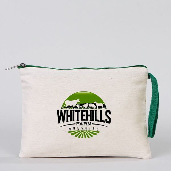 Customizable Cotton Clutch Bag – 8"x6" with Green Zipper - Pamusan.com