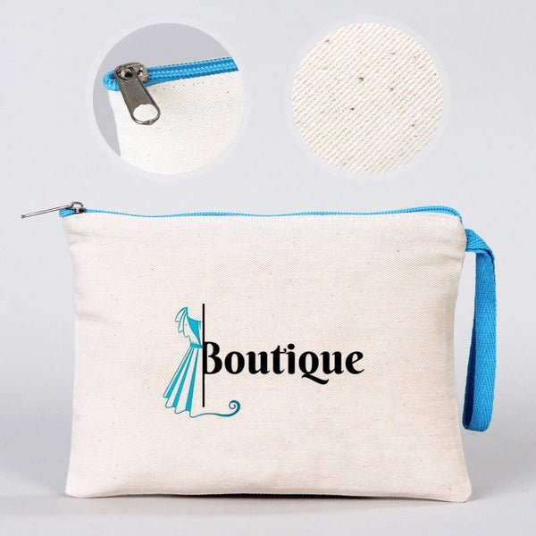 Customizable Cotton Clutch Bag – 8"x6" with Turquoise Zipper - Pamusan.com