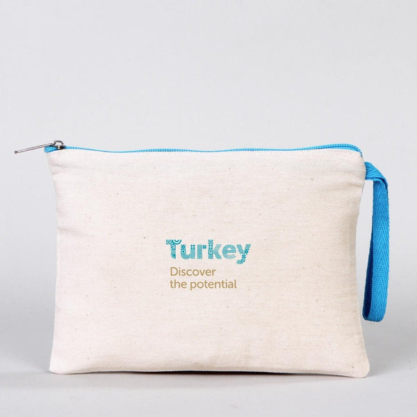 Customizable Cotton Clutch Bag – 8"x6" with Turquoise Zipper - Pamusan.com