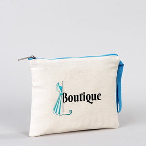 Customizable Cotton Clutch Bag – 8"x6" with Turquoise Zipper - Pamusan.com