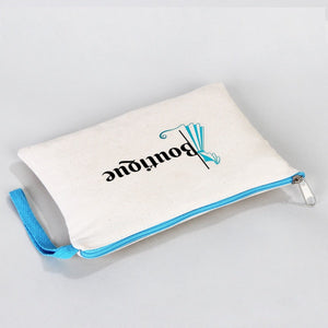 Customizable Cotton Clutch Bag – 8"x6" with Turquoise Zipper - Pamusan.com