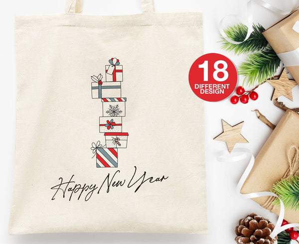 Customizable Happy New Year Tote Bag - Perfect for Your New Year's Parties - Custom Logo and Text Bag - Happy New Year Tote Bag - Pamusan.com