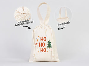 Customizable Ho Ho Ho Christmas Bags - 6" W x 8" H (15,5cm x 20 cm) Personalized Gift Bags for Happy New Year - Add Logo & Text - Pamusan.com