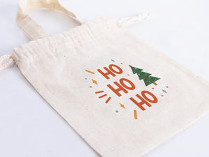 Customizable Ho Ho Ho Christmas Bags - 6" W x 8" H (15,5cm x 20 cm) Personalized Gift Bags for Happy New Year - Add Logo & Text - Pamusan.com