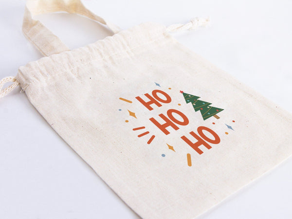 Customizable Ho Ho Ho Christmas Bags - 6" W x 8" H (15,5cm x 20 cm) Personalized Gift Bags for Happy New Year - Add Logo & Text - Pamusan.com