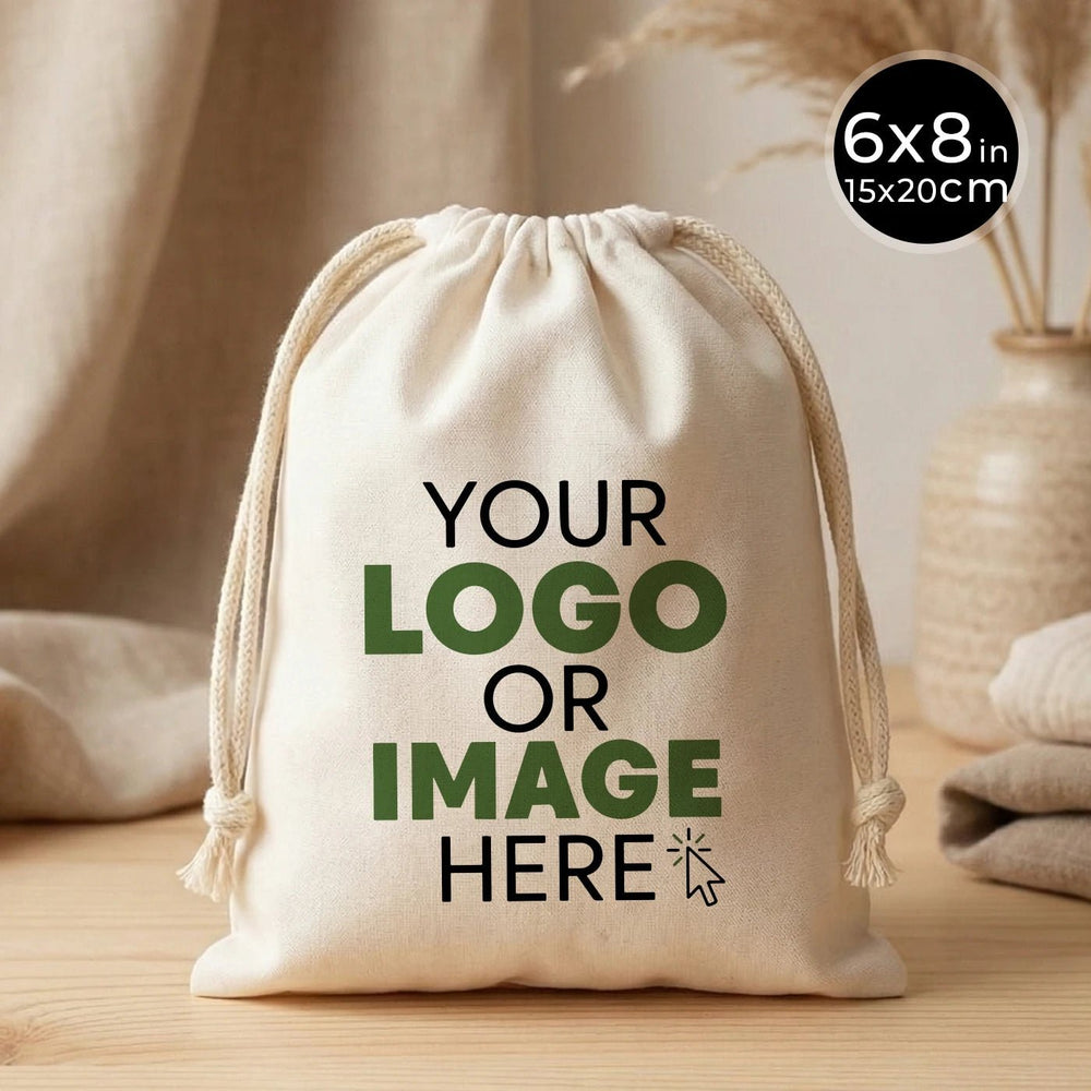Customizable Laminated 6" x 8" (15×20 cm) Cotton Drawstring Pouch - 4 oz - Pamusan.com