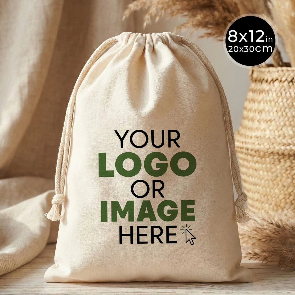 Customizable Laminated 8" x 12" (20 x 30 cm) Cotton Drawstring Pouch - 4 oz - Pamusan.com