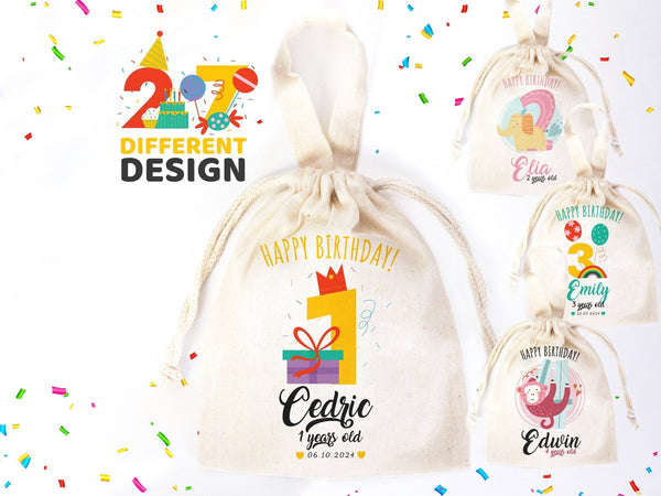 Customized Pouch Bags - Pouch Bags 6"W x 8 "H (15.5cm x 20cm) - Personalized Custom Name Birthday Favor Bags 27 Different Designs - Pamusan.com