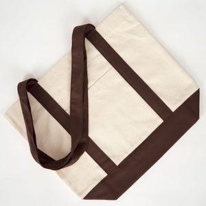 Flat lay of the dark brown canvas tote bag - Pamusan.com