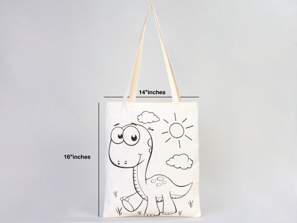 Dinosaur Coloring Bag, 14"W x 16"H (35x40 cm) , NO PENCIL In This Package Coloring For Kids, Rabbit Coloring Activities For Kids - Pamusan.com
