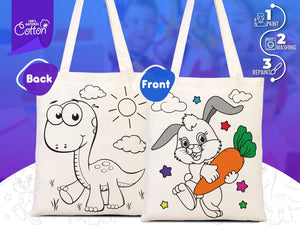 Dinosaur Coloring Bag, 14"W x 16"H (35x40 cm) , NO PENCIL In This Package Coloring For Kids, Rabbit Coloring Activities For Kids - Pamusan.com