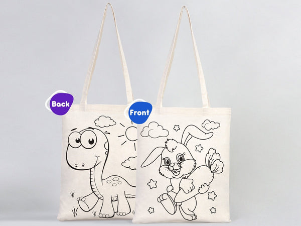 Dinosaur Coloring Bag, 14"W x 16"H (35x40 cm) , NO PENCIL In This Package Coloring For Kids, Rabbit Coloring Activities For Kids - Pamusan.com