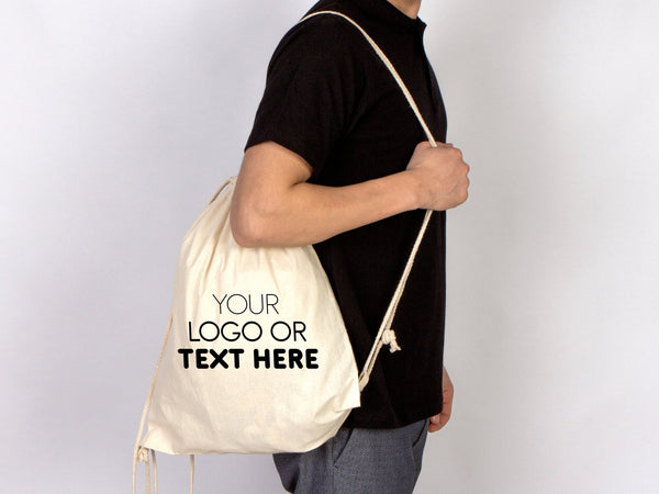 Drawstring Backpack- Material: 8oz Canvas - Personalized Cotton Drawstring Bags - Pamusan.com
