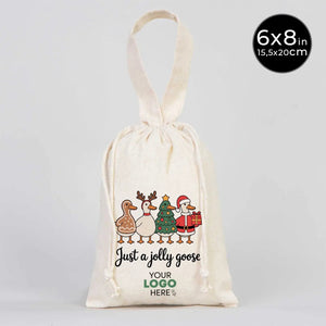 Drawstring Gift Pouch 6" × 8" (15.5 × 20 cm) – New Year Printed Fabric Bag, Short Handle - Pamusan.com