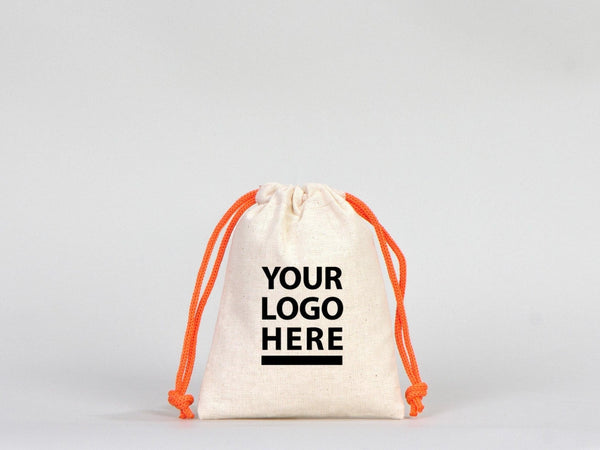 Drawstring Muslin Bags with Orange Handle – 4"W x 5"H (10 x 13 cm) – Hangover Kit Bag, Party Favor Bags, Bachelorette Gift, Jewelry Pouch - Pamusan.com