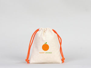 Drawstring Muslin Bags with Orange Handle – 4"W x 5"H (10 x 13 cm) – Hangover Kit Bag, Party Favor Bags, Bachelorette Gift, Jewelry Pouch - Pamusan.com