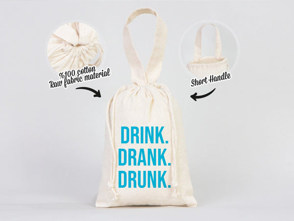 Drink Drank Drunk Bags 6"W x 8"H (15,5cm x 20 cm) Party Recoveryt Kit Bags - Surival kit pouch - Bachelorette Party - Custom Name Pouch Bags - Pamusan.com