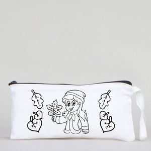 Dyeable Fabric Pencil Case - 8" W x 4" H (21cm x 10cm) - Autumn - Pamusan.com