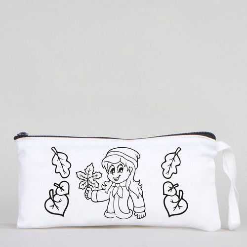 Dyeable Fabric Pencil Case - 8" W x 4" H (21cm x 10cm) - Autumn - Pamusan.com