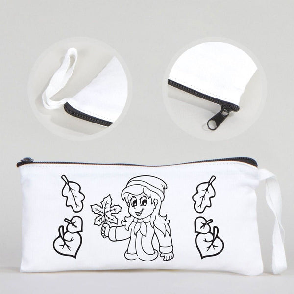 Dyeable Fabric Pencil Case - 8" W x 4" H (21cm x 10cm) - Autumn - Pamusan.com