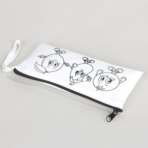 Dyeable Fabric Pencil Case 8" W x 4" H (21cm x 10cm) - Cheerful Vegetables - Pamusan.com