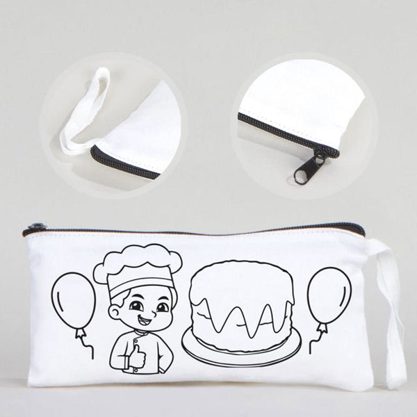 Dyeable Fabric Pencil Case 8" W x 4" H (21cm x 10cm) - Chef - Pamusan.com