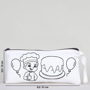 Dyeable Fabric Pencil Case 8" W x 4" H (21cm x 10cm) - Chef - Pamusan.com