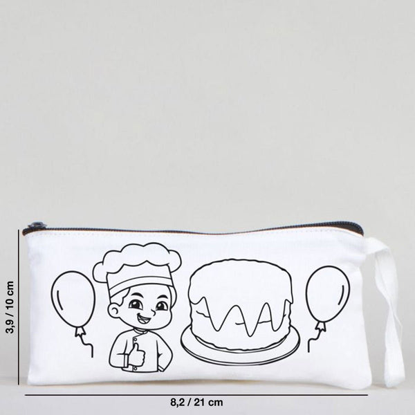 Dyeable Fabric Pencil Case 8" W x 4" H (21cm x 10cm) - Chef - Pamusan.com