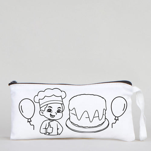Dyeable Fabric Pencil Case 8" W x 4" H (21cm x 10cm) - Chef - Pamusan.com