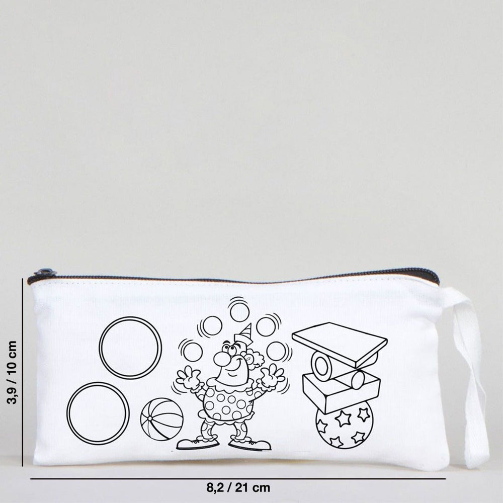 Dyeable Fabric Pencil Case 8" W x 4" H (21cm x 10cm) - Clown - Pamusan.com