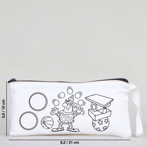 Dyeable Fabric Pencil Case 8" W x 4" H (21cm x 10cm) - Clown - Pamusan.com