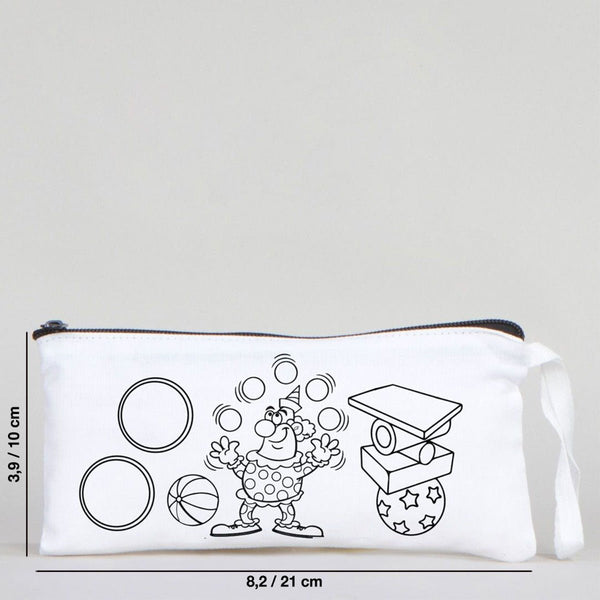 Dyeable Fabric Pencil Case 8" W x 4" H (21cm x 10cm) - Clown - Pamusan.com