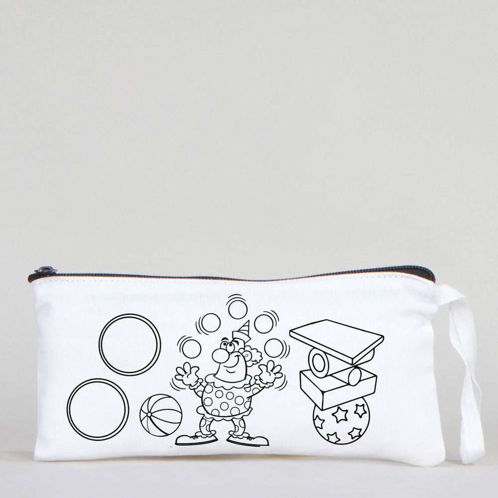 Dyeable Fabric Pencil Case 8" W x 4" H (21cm x 10cm) - Clown - Pamusan.com