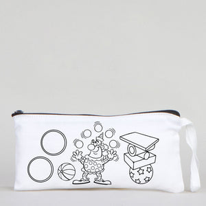 Dyeable Fabric Pencil Case 8" W x 4" H (21cm x 10cm) - Clown - Pamusan.com