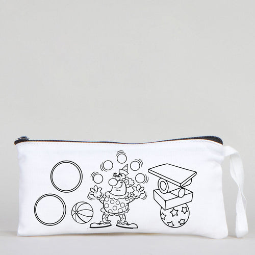 Dyeable Fabric Pencil Case 8" W x 4" H (21cm x 10cm) - Clown - Pamusan.com