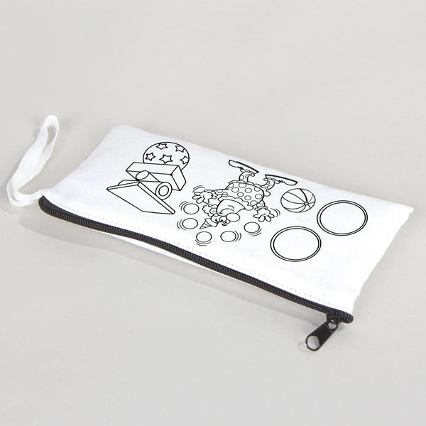 Dyeable Fabric Pencil Case 8" W x 4" H (21cm x 10cm) - Clown - Pamusan.com