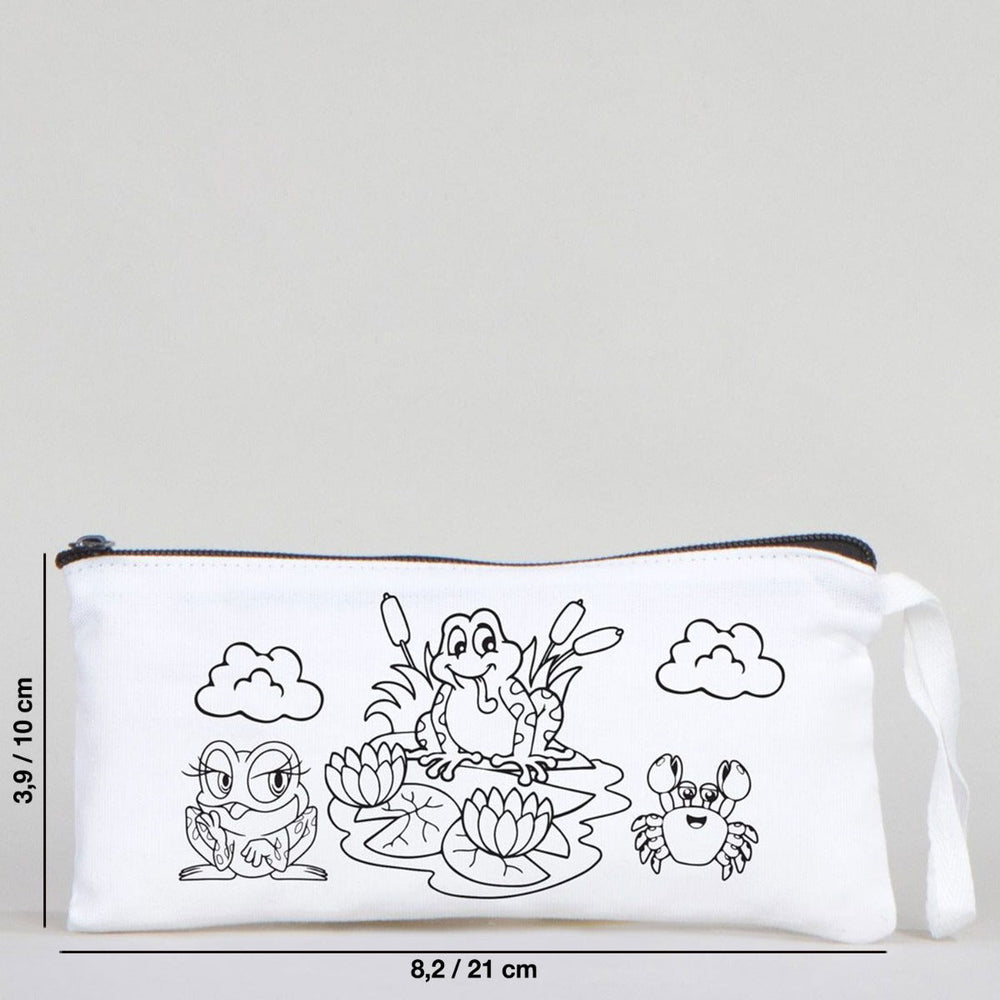 Dyeable Fabric Pencil Case 8" W x 4" H (21cm x 10cm) - Cute Frog - Pamusan.com