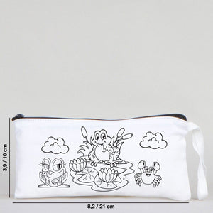 Dyeable Fabric Pencil Case 8" W x 4" H (21cm x 10cm) - Cute Frog - Pamusan.com