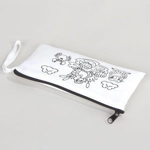 Dyeable Fabric Pencil Case 8" W x 4" H (21cm x 10cm) - Cute Frog - Pamusan.com