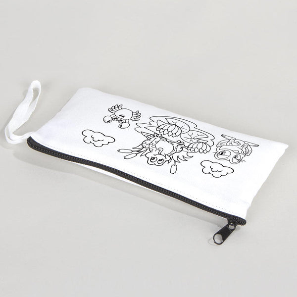 Dyeable Fabric Pencil Case 8" W x 4" H (21cm x 10cm) - Cute Frog - Pamusan.com