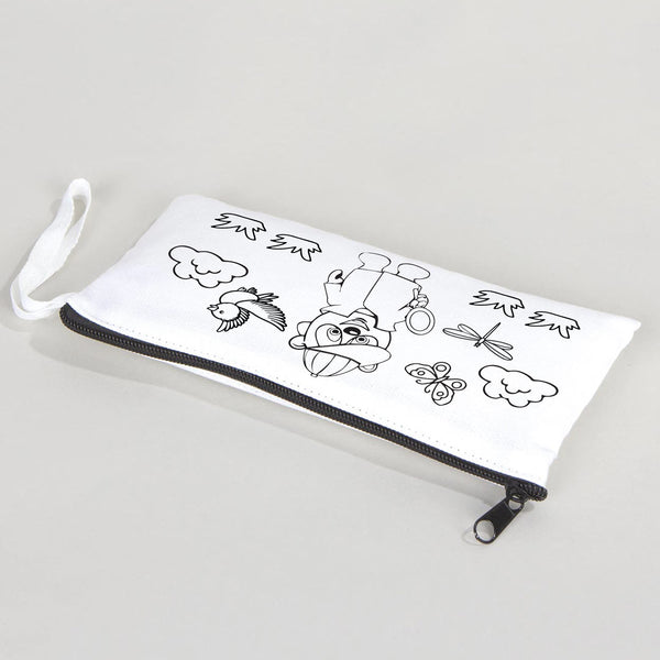 Dyeable Fabric Pencil Case 8" W x 4" H (21cm x 10cm) - Detective Bear - Pamusan.com