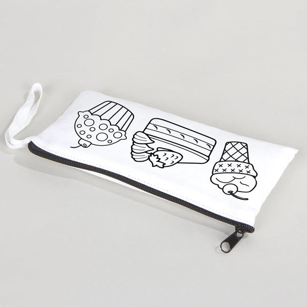 Dyeable Fabric Pencil Case 8" W x 4" H (21cm x 10cm) - Fruity Desserts - Pamusan.com