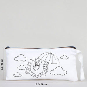 Dyeable Fabric Pencil Case 8" W x 4" H (21cm x 10cm) - Happy Sun - Pamusan.com