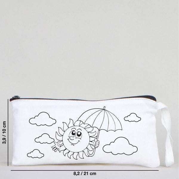 Dyeable Fabric Pencil Case 8" W x 4" H (21cm x 10cm) - Happy Sun - Pamusan.com