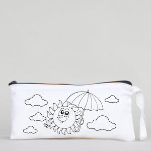 Dyeable Fabric Pencil Case 8" W x 4" H (21cm x 10cm) - Happy Sun - Pamusan.com