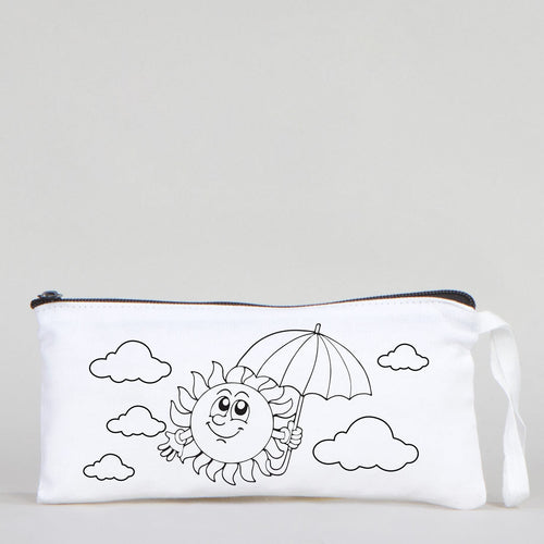 Dyeable Fabric Pencil Case 8" W x 4" H (21cm x 10cm) - Happy Sun - Pamusan.com